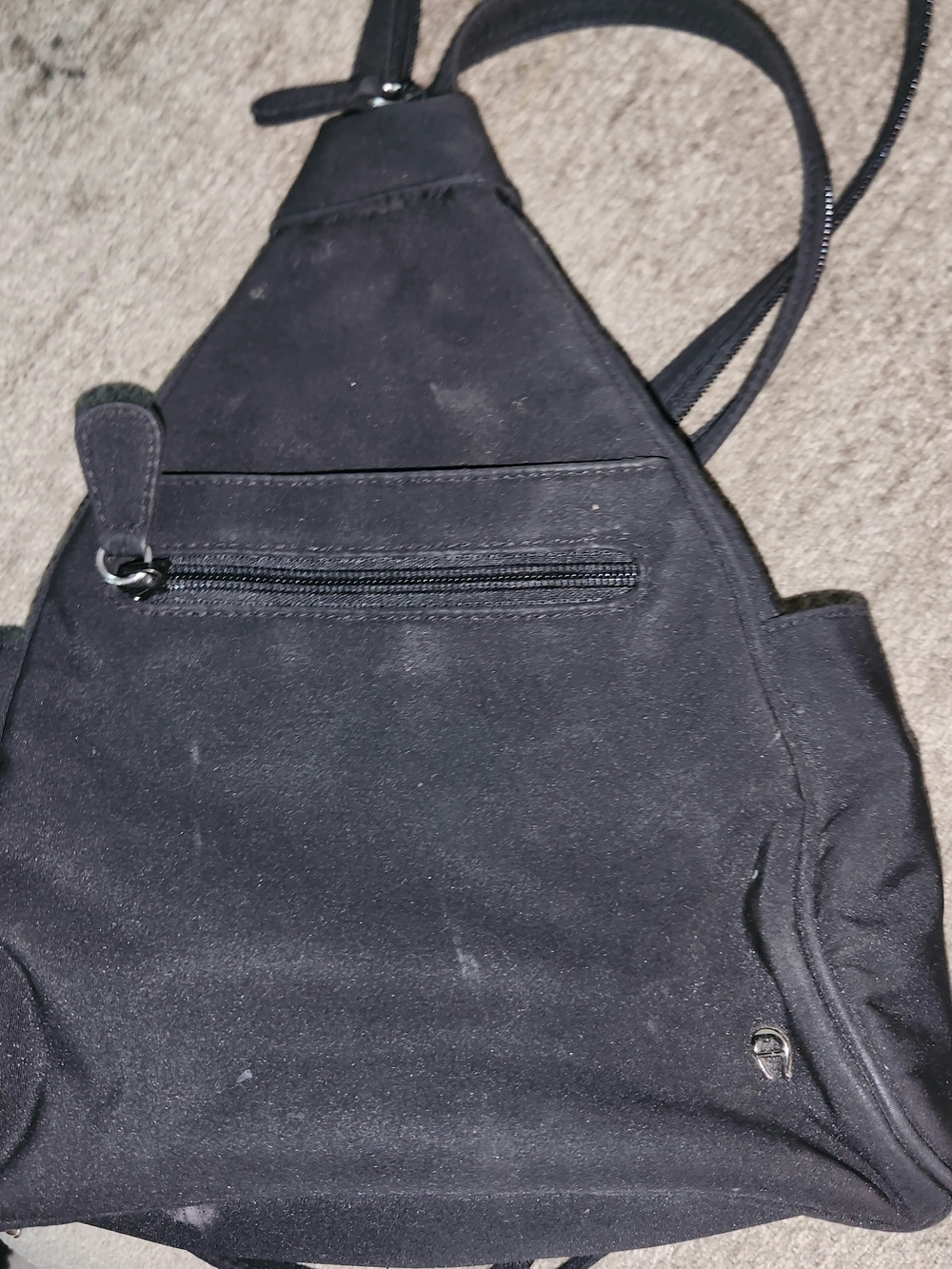 Etienne Aigner Black Canvas Backpack with Front Zip